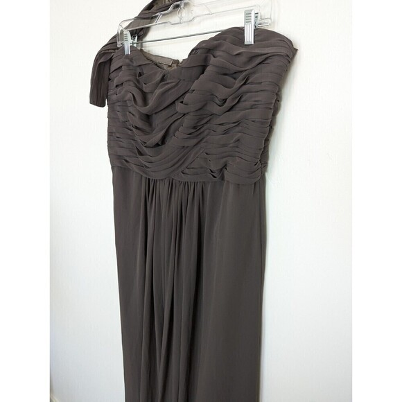 MONIQUE LHULLIER Dress Womens Size 10 Slate Gray Halter Strapless Ruched Maxi - Picture 4 of 12
